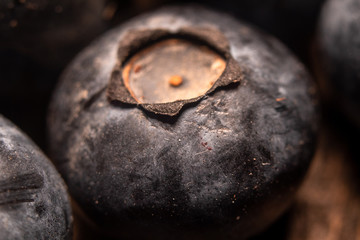 Macro shot of fresh raw organic blueberries 