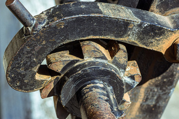 A heavy-duty cog produced by a craftsman controlling the opening and closing of a canal lock