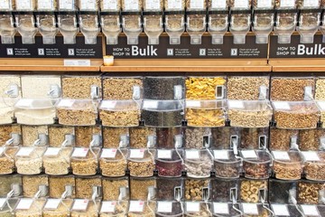 Bulk food dispensers of healthy nuts, grains, pasta, spices and much more.
