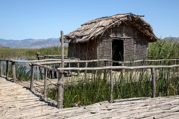 Fototapeta premium Neolithic lakeshore settlement near the village of Dispilio (Macedonia, northwest Greece)