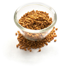 fenugreek isolatedin a glass plate