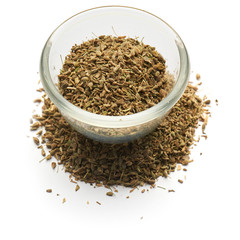 ground anise dried isolated  in a glass plate