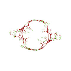 Decorative frame from tree branches drawn in ethnic style.