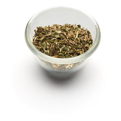 dried mint isolated  in a glass plate