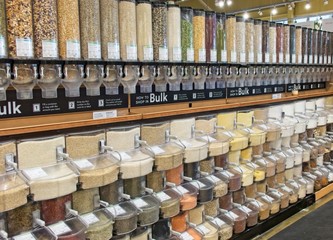 Bulk food dispensers of healthy nuts, grains, pasta, spices and much more.