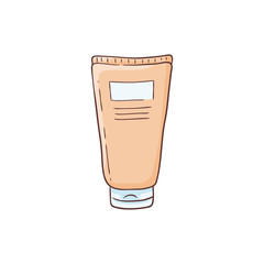Hand-drawn beige tube with blank label sketch style