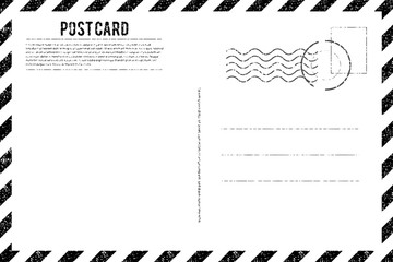 Blank vintage post card template with stamp.vector illustration