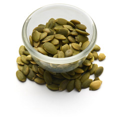 pumpkin seeds isolated in a glass plate