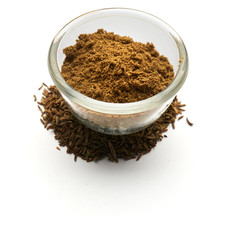 ground zira isolated in  a glass plate
