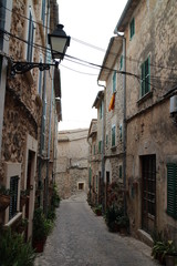 Narrow street in Valldemossa, West Coast, Mallorca, Spain
