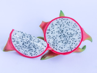 ripe dragon fruit on white background