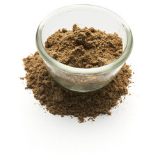 ground black pepper isolated in  a glass plate