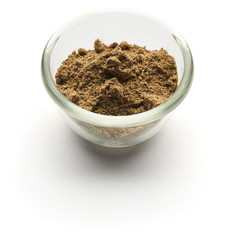 ground black pepper isolated in  a glass plate