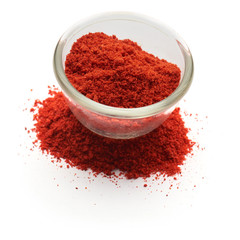 ground paprika isolated in  a glass plate