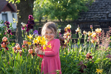 little girl with flowers
