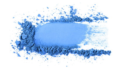Face blue powder stroke isolated on white background