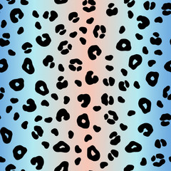 Leopard gradient pastel seamless pattern. Animal Print blue color 90's. Vector Cheetah fashion print.