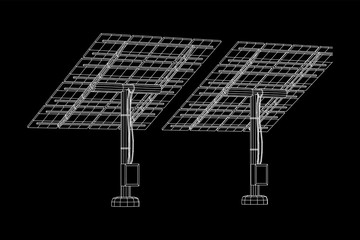 Solar energy panel. Wireframe low poly mesh vector illustration