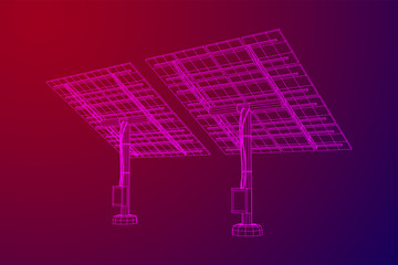 Solar energy panel. Wireframe low poly mesh vector illustration