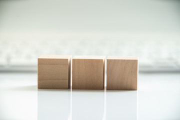 Building Blocks on table with white background