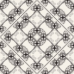 Black and white ornamental seamless pattern. Vintage retro ornate modern art deco background. Great for fabric and textile, wallpaper, packaging or any desired idea