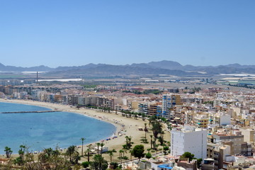 Fototapeta na wymiar Aguilas. Espagne; vue aérienne de la plage.