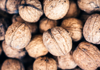 Natural walnut in shell background pattern texture.