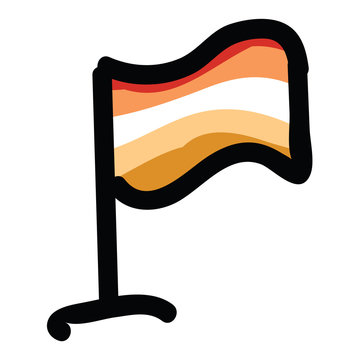 Cute butch lesbian flag cartoon vector illustration motif set. Hand drawn isolated LGBTQ pride elements clipart for wlw blog, sexuality graphic, love web buttons.