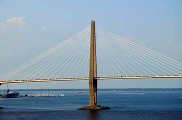 View on the Arthur Ravenel Jr. Bridge in Charleston, South Caroline.
