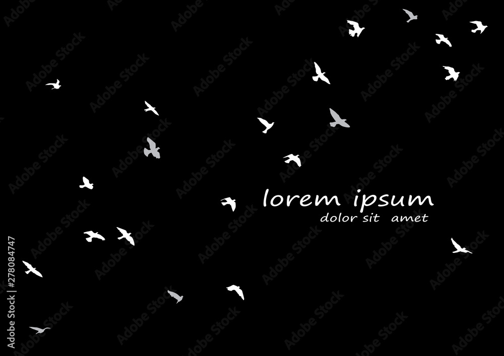 Wall mural silhouette of a flock of flying birds