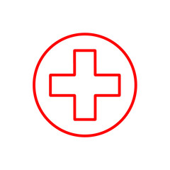 Flat minimal medical cross icon. Simple vector medical cross icon. Isolated medical cross icon for various projects.