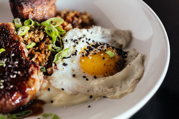 Pork Shoulder and Roasted Pork Belly with Fried Egg