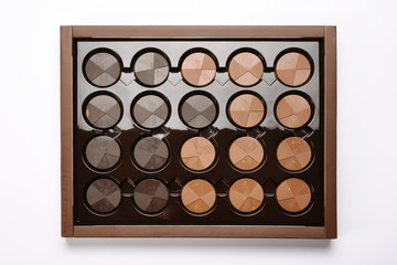 Chocolate box, circle shape dark and milk chocolate in a box
