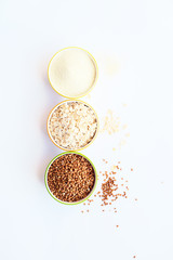 Semolina, porridge, rice, buckwheat. Set of various