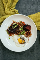 Pork Shoulder and Roasted Pork Belly with Fried Egg