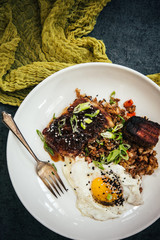Pork Shoulder and Roasted Pork Belly with Fried Egg