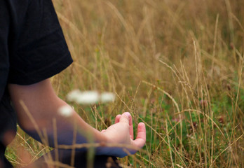 Young girl do yoga outdoor.