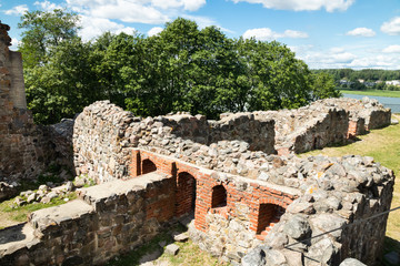 Kuusisto castle ruins at sunny summer day in Kaarina, Finland.