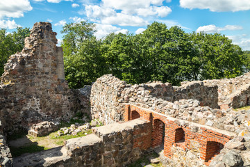 Kuusisto castle ruins at sunny summer day in Kaarina, Finland.