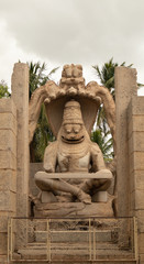 Ugra Narsimha or Lakshmi Narsimha temple at Hampi. The man-lion avatar of Lord Vishnu - seated in a yoga position.