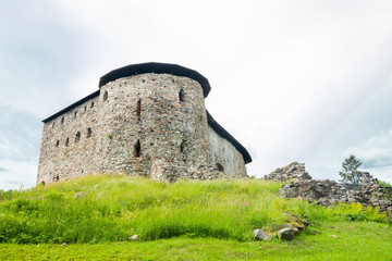 Medieval Raseborg castle on a rock in Finland at summer