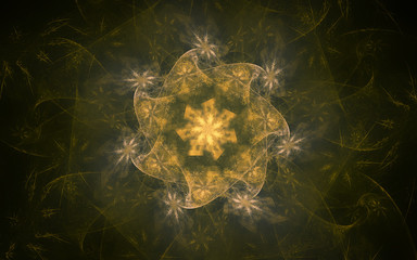 abstract background image of a delicate yellow flower against a wavy translucent canvas