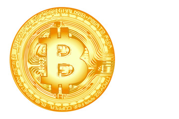 Vector Illustration Art of Bitcoin, A Symbol of Future Virtual Money / Currency, Isolated on White Background  and Copy Space for Text.