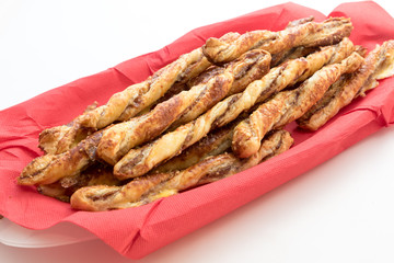 Homemade breadsticks with ham