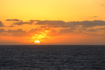 Sunset in the middle of the pacific ocean