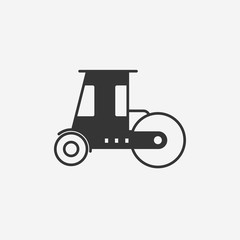 New trendy roller road construction machine vector icon