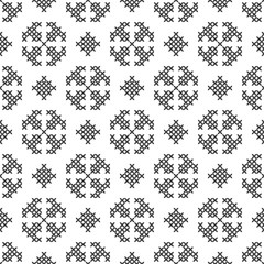 Cross-stitch, embroidery. Black and white seamless decorative pattern. Ornamented background for wallpaper, textile.