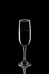 glass of wine isolated on black background