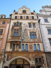 Decorated Building on the Old Town Square in Prague, the Czech Republic