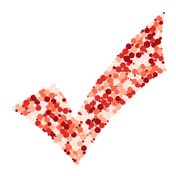 Checkmark sign color distributed circles dots illustration